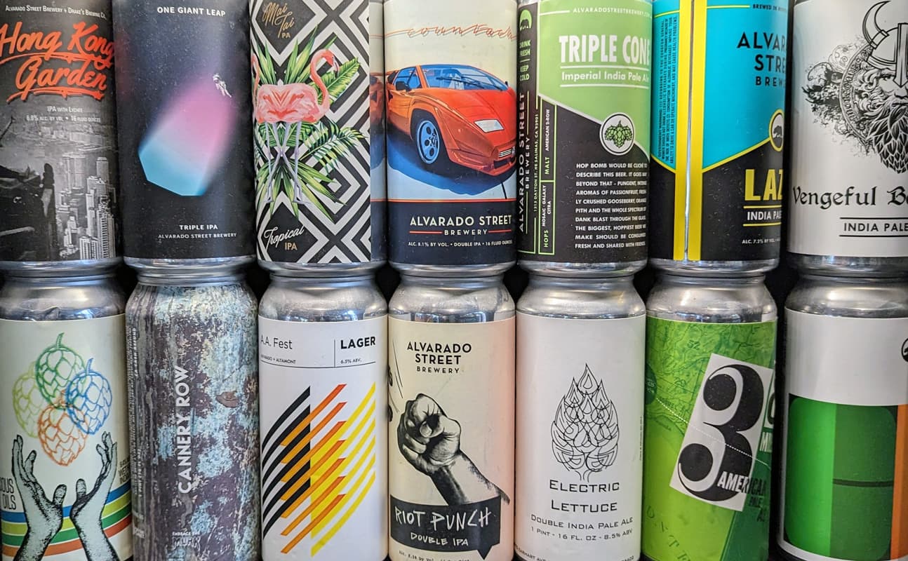 Lineup of beer cans